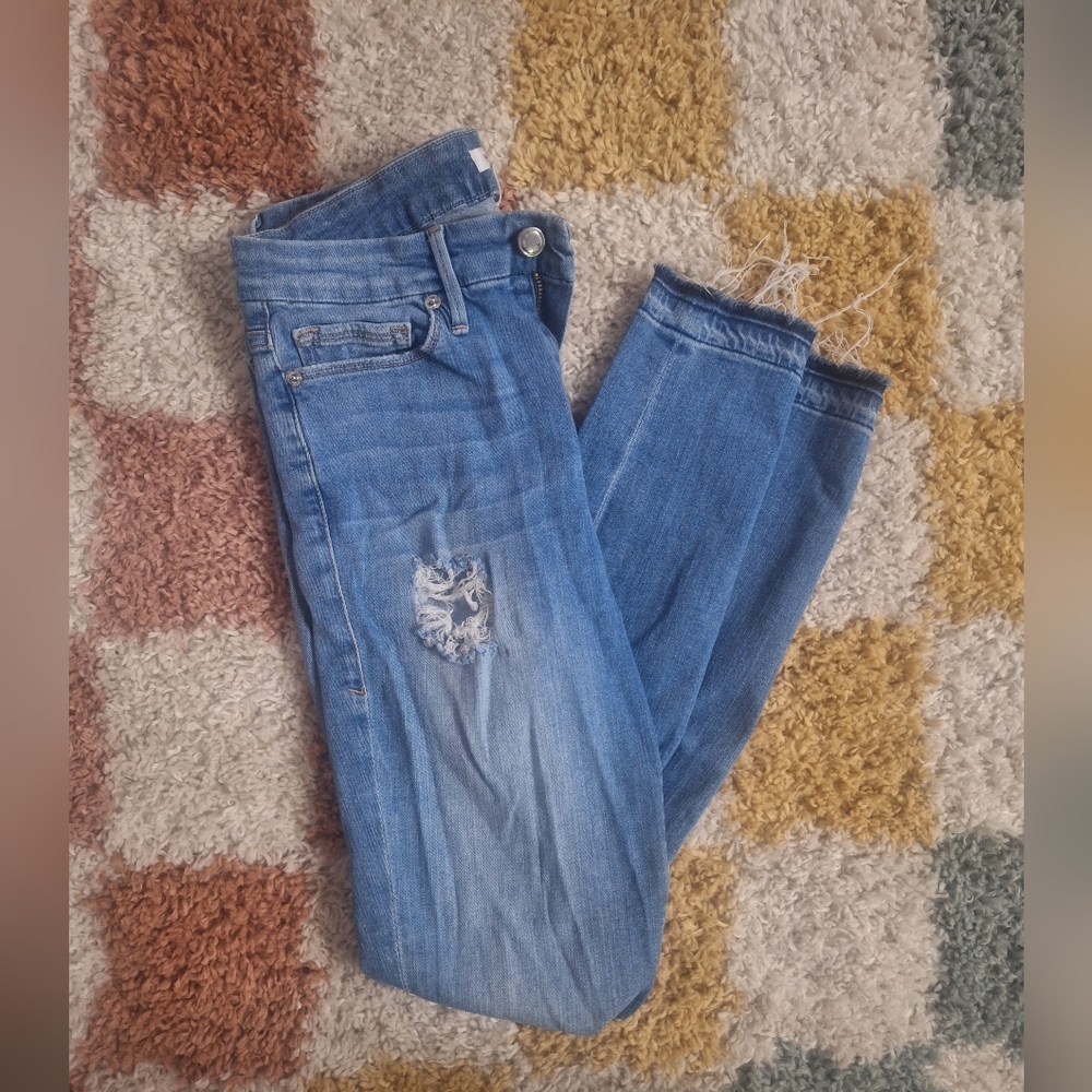 Good American Blue Distressed Skinny Jeans